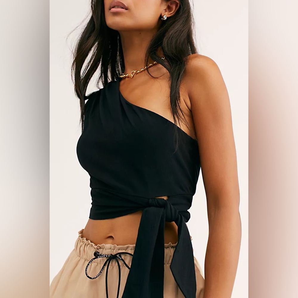 Free People Black One Shoulder Carmen Top